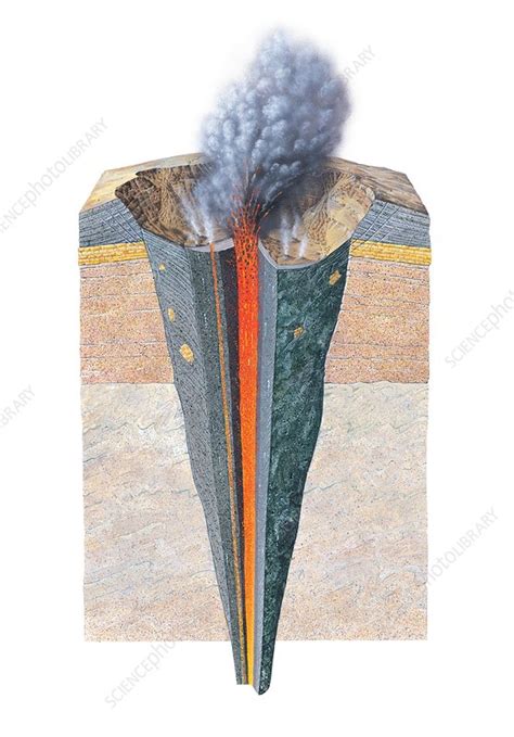 Kimberlite pipe, artwork - Stock Image E425/1197 - Science Photo Library