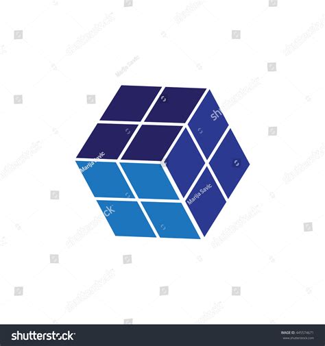 Blue Cube Logo Design Icon Vector Stock Vector Royalty Free 445574671