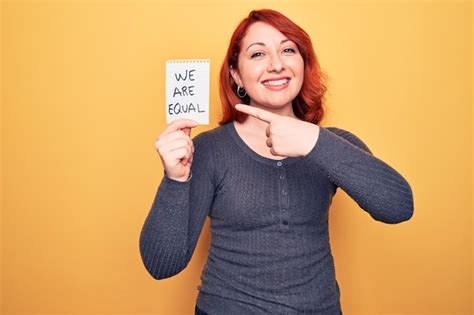 Premium Photo Young Beautiful Redhead Woman Asking For Equality