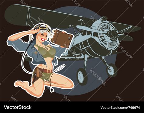 Retro Military Pin Up Royalty Free Vector Image