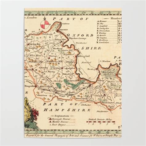 Map Of Berkshire 1758 Poster by Vintage Maps & Prints | Society6