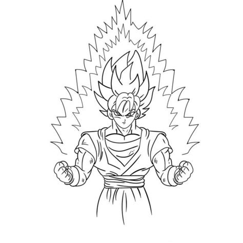 Dibujo De Goku Super Guerrero Tercera Fase Para Colorear Para