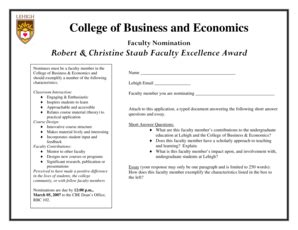 Fillable Online Lehigh Staub Nomination Form Doc Lehigh Fax