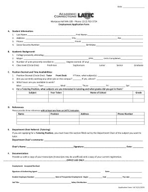 Fillable Online College Lattc Employment Application