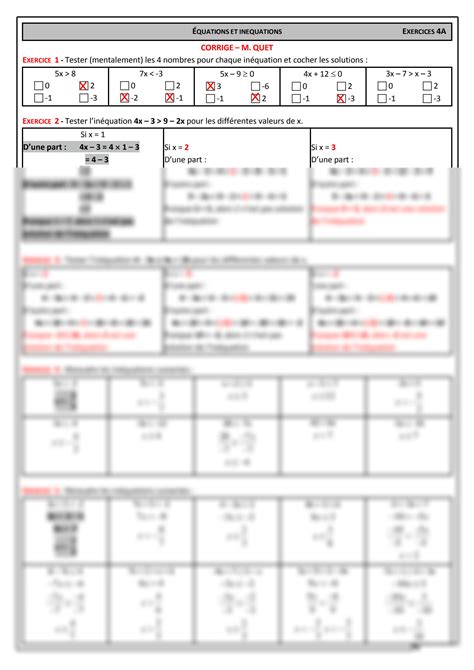 SOLUTION Mathe 3ac Inequations Substitutions Resolutions Corriges D