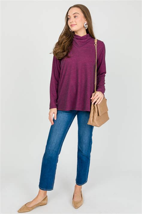 Georgina Cowl Turtleneck Plum Sale The Blue Door Boutique