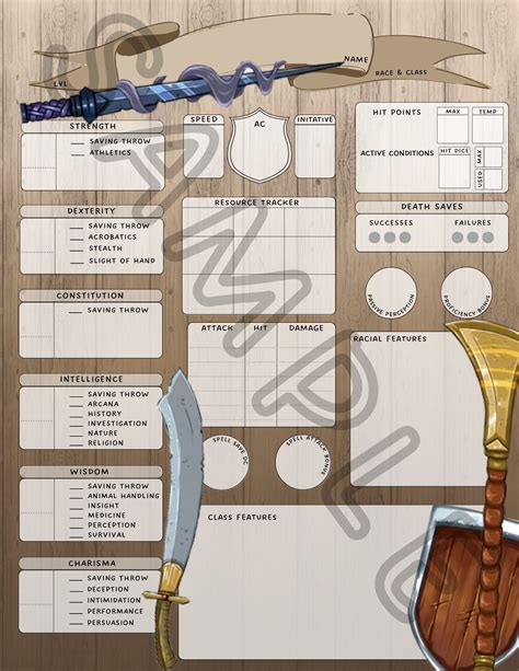 Dnd 5e Character Sheets Armory Form Fillable Etsy