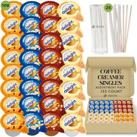 Coffee Creamer Singles Variety Pack Bundle Includes 108 Ct Caramel Macchiato