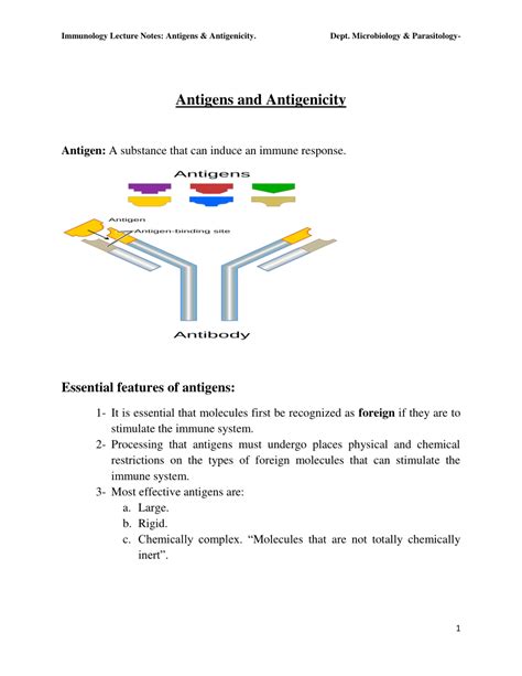 PDF Immunology Lecture Notes Antigens And Antigenicity