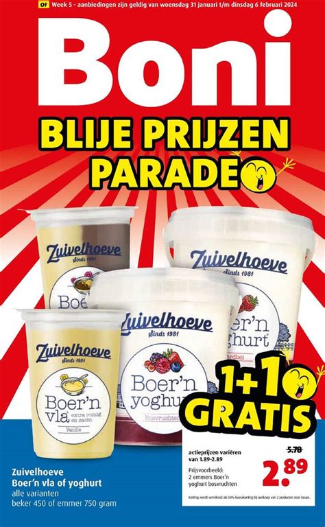 Zuivelhoeve Boer N Vla Of Yoghurt Gratis Aanbieding Bij Boni