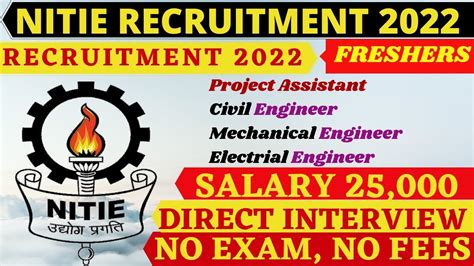 NITIE Recruitment Freshers Project Assistant Salary 25 000 Degree Civil