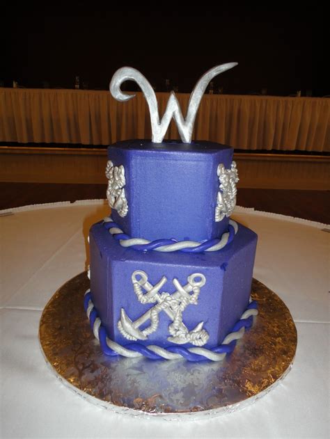 navy anchor wedding cake by slice custom cakes | Cake, Anchor wedding ...