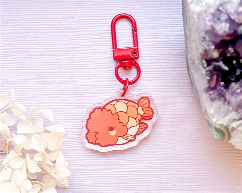 Ranchu Goldfish Acrylic Charm Alum And Ink