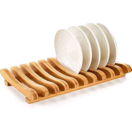 Amazon Frcctre Bamboo Dish Drying Rack Slots Bamboo Cabinet