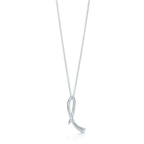 Tiffany And Co Elsa Peretti® Alphabet Pendant In Silver With Diamonds