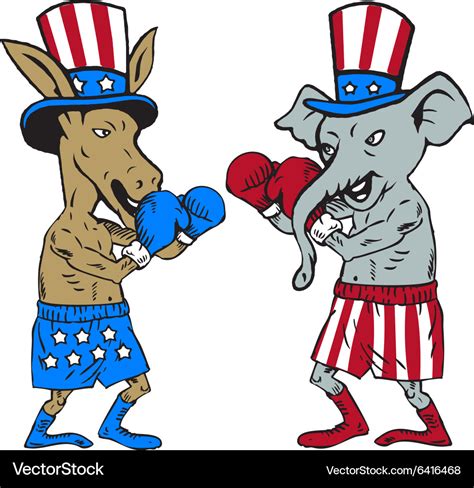 Democrat donkey boxer and republican elephant Vector Image