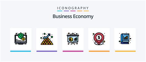 Economy Line Filled 5 Icon Pack Including Business Up Time Money