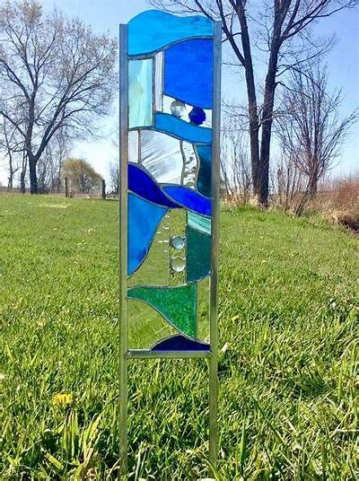 Blue Stained Glass Garden Stake Enhance Your Landscaping With Glass