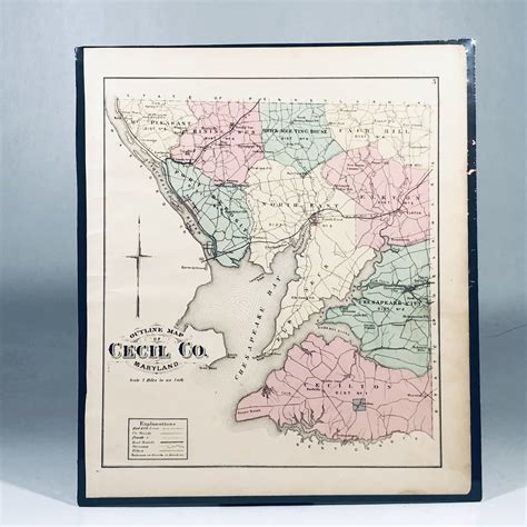 1877 Hand Colored Street Map Of Cecil County Barnebys