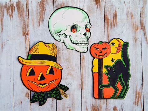 Beistle Halloween Decorations Skull Jack-o-lantern Black Cat - Etsy