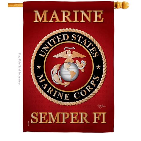 Breeze Decor 28 In X 40 In Marine Corps House Flag Double Sided Armed