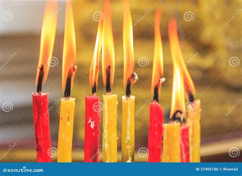 Lighting Candle Of The Prayers At The Temple Stock Photo Image Of