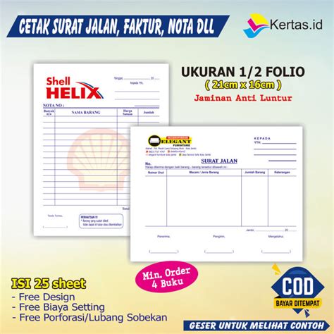 CETAK SURAT JALAN CUSTOM 2 RANGKAP CETAK FAKTUR CETAK NOTA NOTA 2