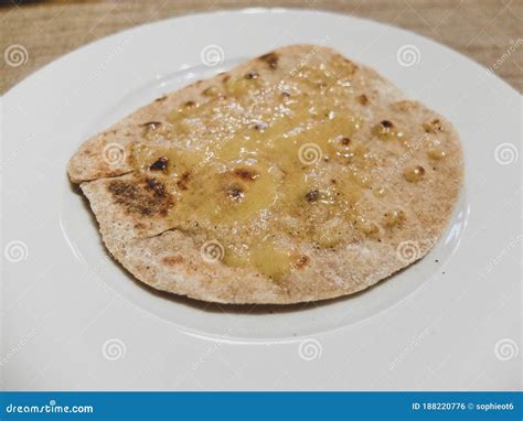 Indian Homemade Chapati With Ghee Chapati Is A Flat Bread From India