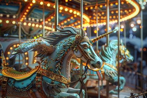 Premium Photo Whimsical Carousel With Mythical Creatures As Ride