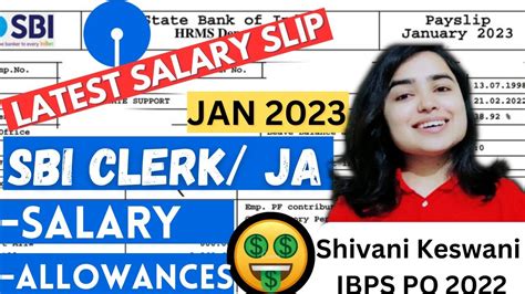 SBI JA Clerk Latest Salary Slip Jan 2023 Shivani Keswani Zero