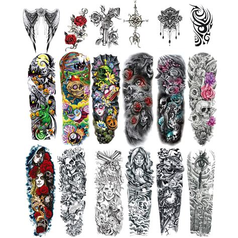 Pcs Full Arm Temporary Tattoo Stickers Waterproof Temporary Tattoo