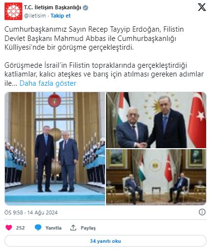 Cumhurbaşkanı Erdoğan ile Filistin Devlet Başkanı Abbas ın görüşmesi