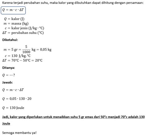Berapa Kalor Yang Diperlukan Untuk Menaikkan Suhu