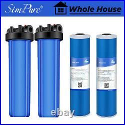 2Pack 20 Inch Big Blue Whole House Water Filter Housing 2 GAC Carbon