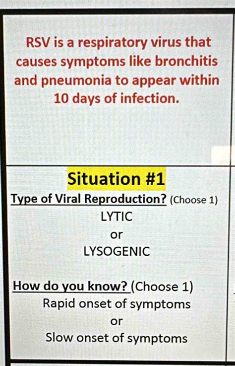 Solved: RSV is a respiratory virus that causes symptoms like bronchitis ...