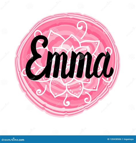 Emma Name Card With Lovely Pink Roses Vector Illustration