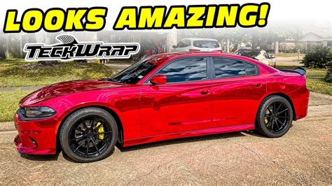 Amazing Red Chrome Wrap Dodge Charger Teckwrap Youtube