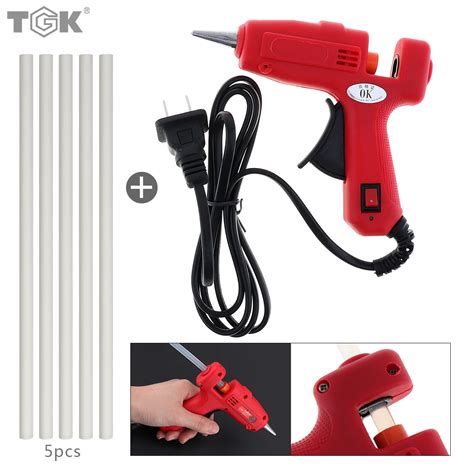 TGK 100 240V 25W Hot Melt Glue Gun With 5pcs 7mm X 190mm Transparent Hot Melt Gun Glue Sticks