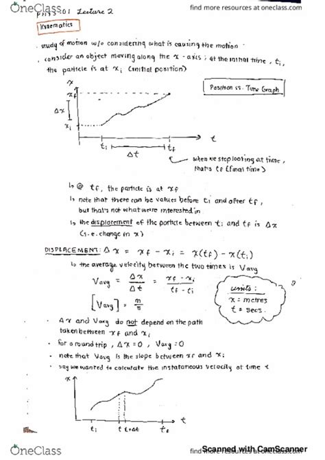 Phys 101 Lecture 2 Introducing Kinematics Oneclass