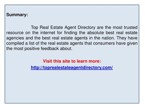 PPT - Top Real Estate Agent Directory PowerPoint Presentation, free