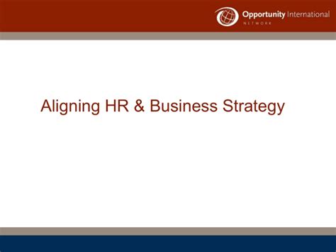 Aligning HR Business Strategies