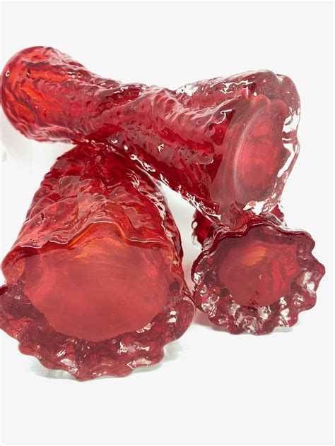 Collection Of 3 Ingrid Glass Tree Bark Vases In Deep Red Color 1970s At 1stdibs Ingrid Glass