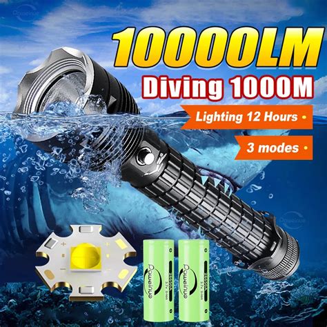 10000LM Professional Diving Flashlight XHP300 High Power Rechargeable