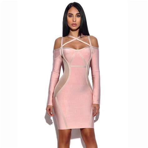 Newest Autumn Bandage Dress Women Celebrity Party Long Sleeve Off