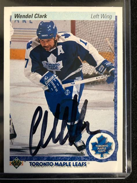 Wendel Clark Signed 1990 91 Upper Deck Hockey Card