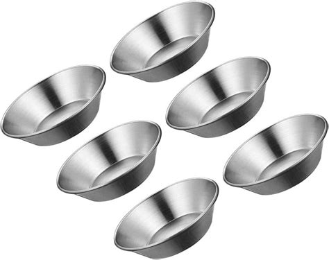 Yarnow 6pcs Stainless Steel Egg Tart Mold Round Reusable Cupcake Muffin