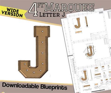 Ft Wide Version Letter J Build Plans Blueprints Digital Template For