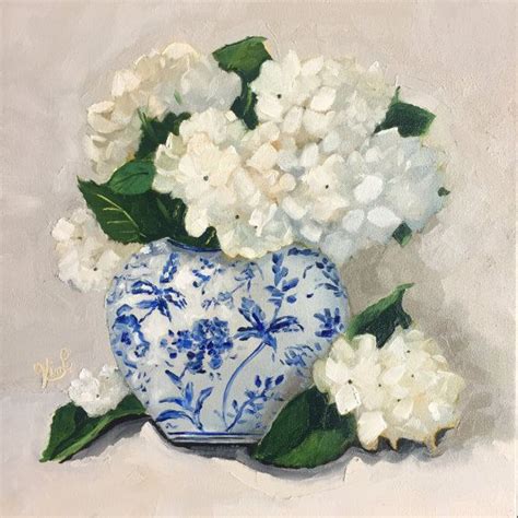 Original Still Life Painting Hydrangeas In Blue And White Etsy