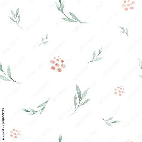 Hand Drawing Seamless Watercolor Floral Patterns With Rose Green Leaves Branches And Flowers