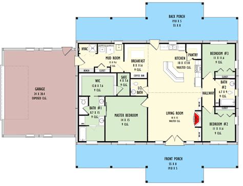 Barndominium Under 2000 Square Feet With Front And Rear Porches